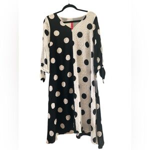 IC by Connie K Polka Dot Colorblock Dress Made USA NWT XS